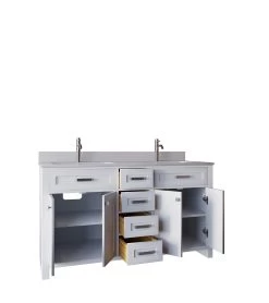 Ensemble De Meubles De Salle De Bains Jussara - Comptoir En Quartz Blanc - Miroir Flotal -Magasin De Meubles 138JSR1142 20 205 e014