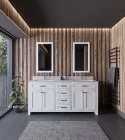 Jussara White Bathroom Furniture Set | 3 Piece | 100% Wood And Quartz