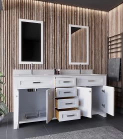 Jussara White Bathroom Furniture Set | 3 Piece | 100% Wood And Quartz -Magasin De Meubles 138JSR1143 20 202 24f3