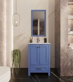 Jussara 2-Piece Bathroom Furniture Set | Blue | Solid Wood And Quartz