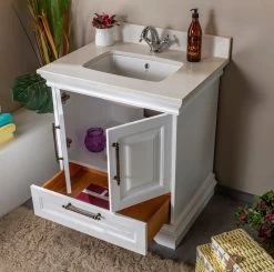 Jussara" Ensemble De Meubles De Salle De Bains | Comptoir En Quartz | Poignées En Bronze -Magasin De Meubles 138JSR1159 20 205 6826