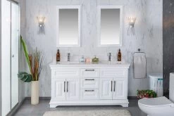 Jussara - Ensemble De Meubles De Salle De Bains | MDF Laqué | Comptoir En Quartz