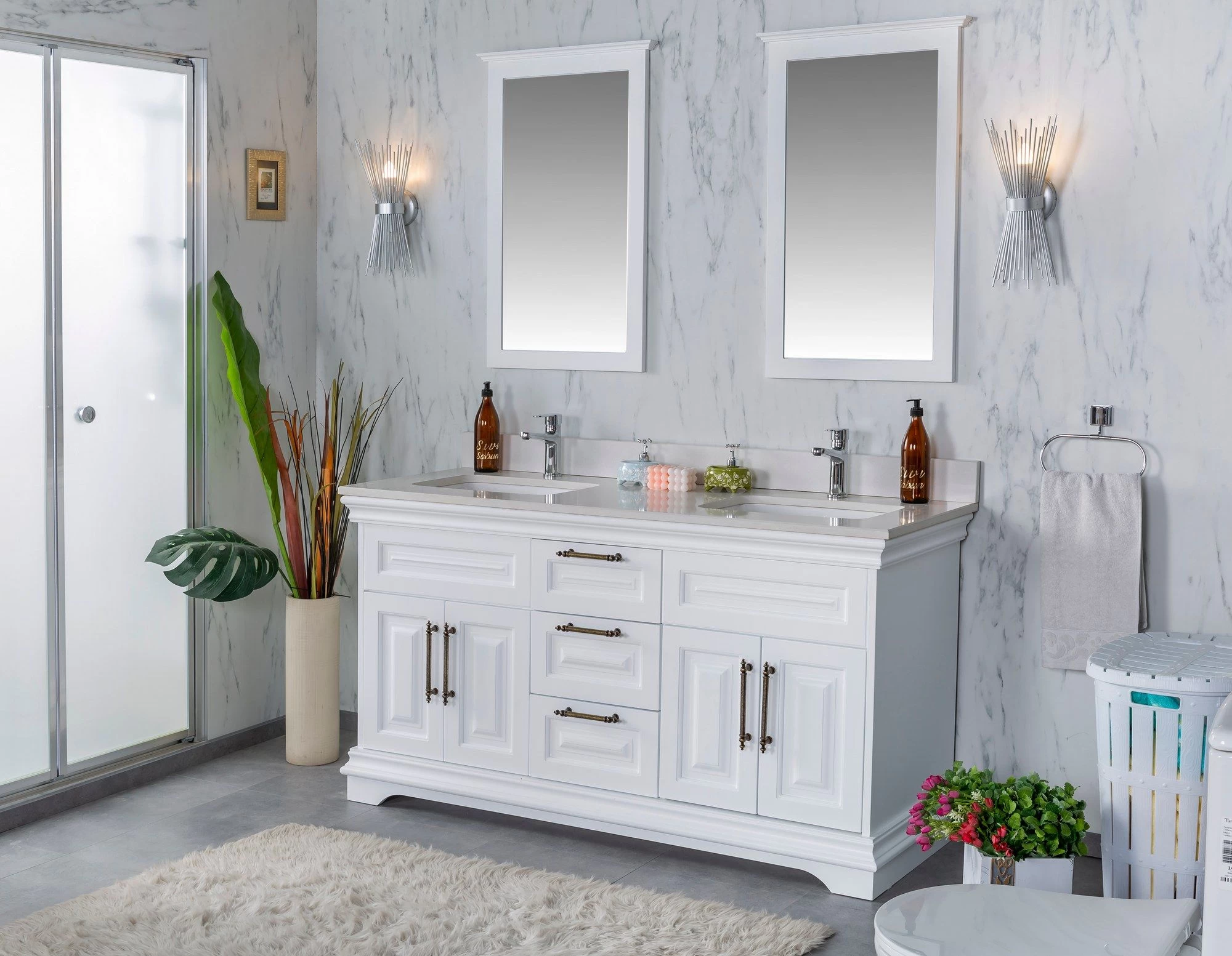 Jussara - Ensemble De Meubles De Salle De Bains | MDF Laqué | Comptoir En Quartz 6 Jussara - Ensemble De Meubles De Salle De Bains | MDF Laqué | Comptoir En Quartz – Image 6