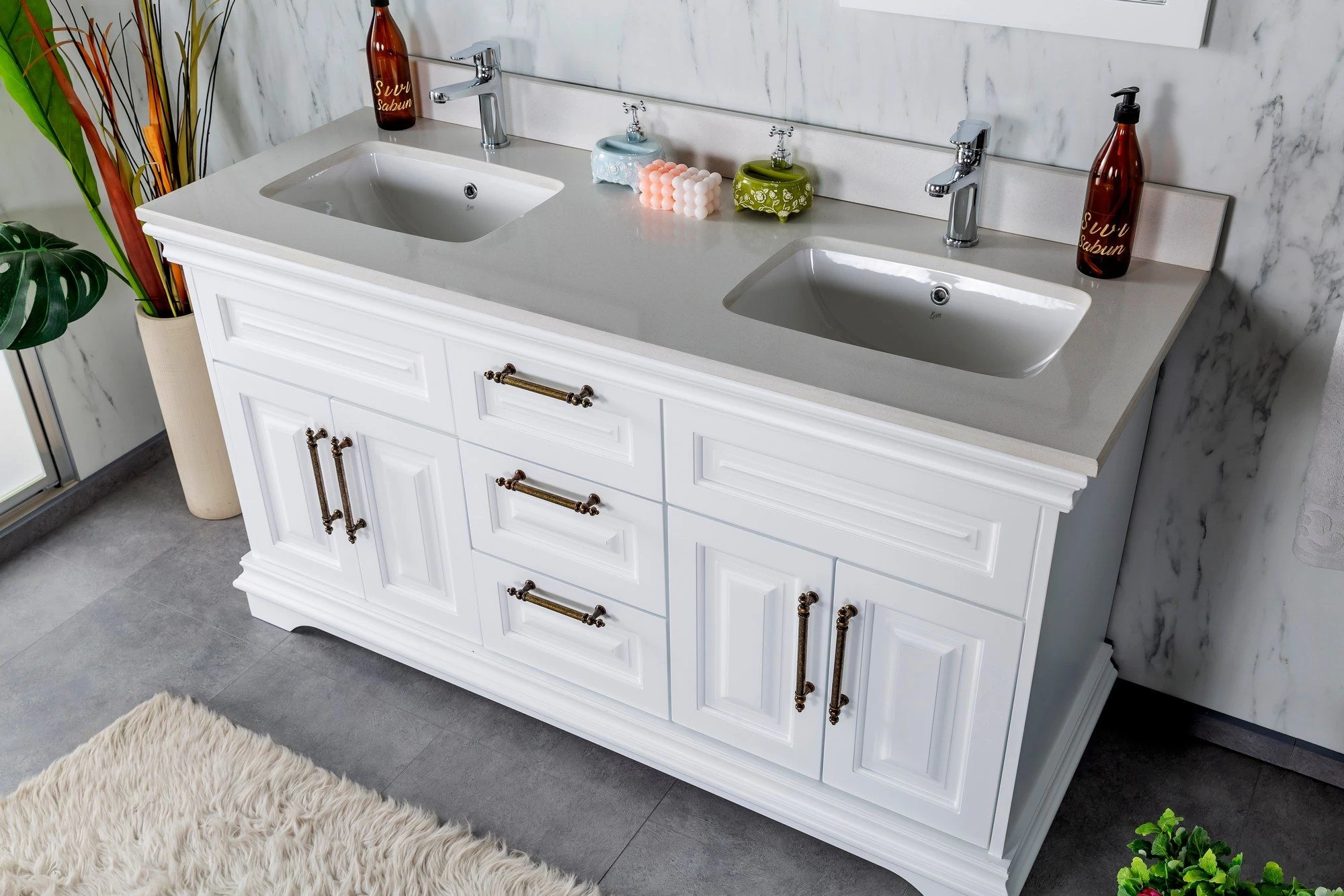 Jussara - Ensemble De Meubles De Salle De Bains | MDF Laqué | Comptoir En Quartz 5 Jussara - Ensemble De Meubles De Salle De Bains | MDF Laqué | Comptoir En Quartz – Image 5