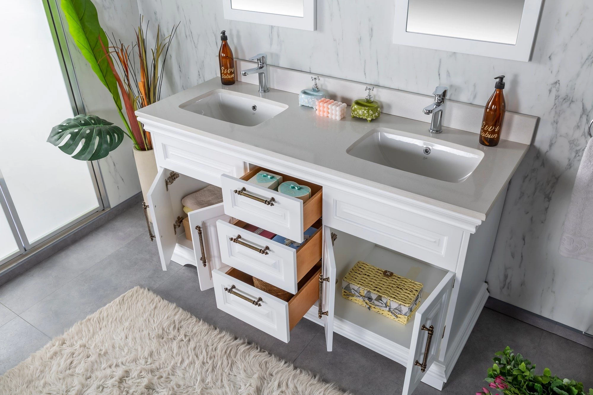 Jussara - Ensemble De Meubles De Salle De Bains | MDF Laqué | Comptoir En Quartz 4 Jussara - Ensemble De Meubles De Salle De Bains | MDF Laqué | Comptoir En Quartz – Image 4