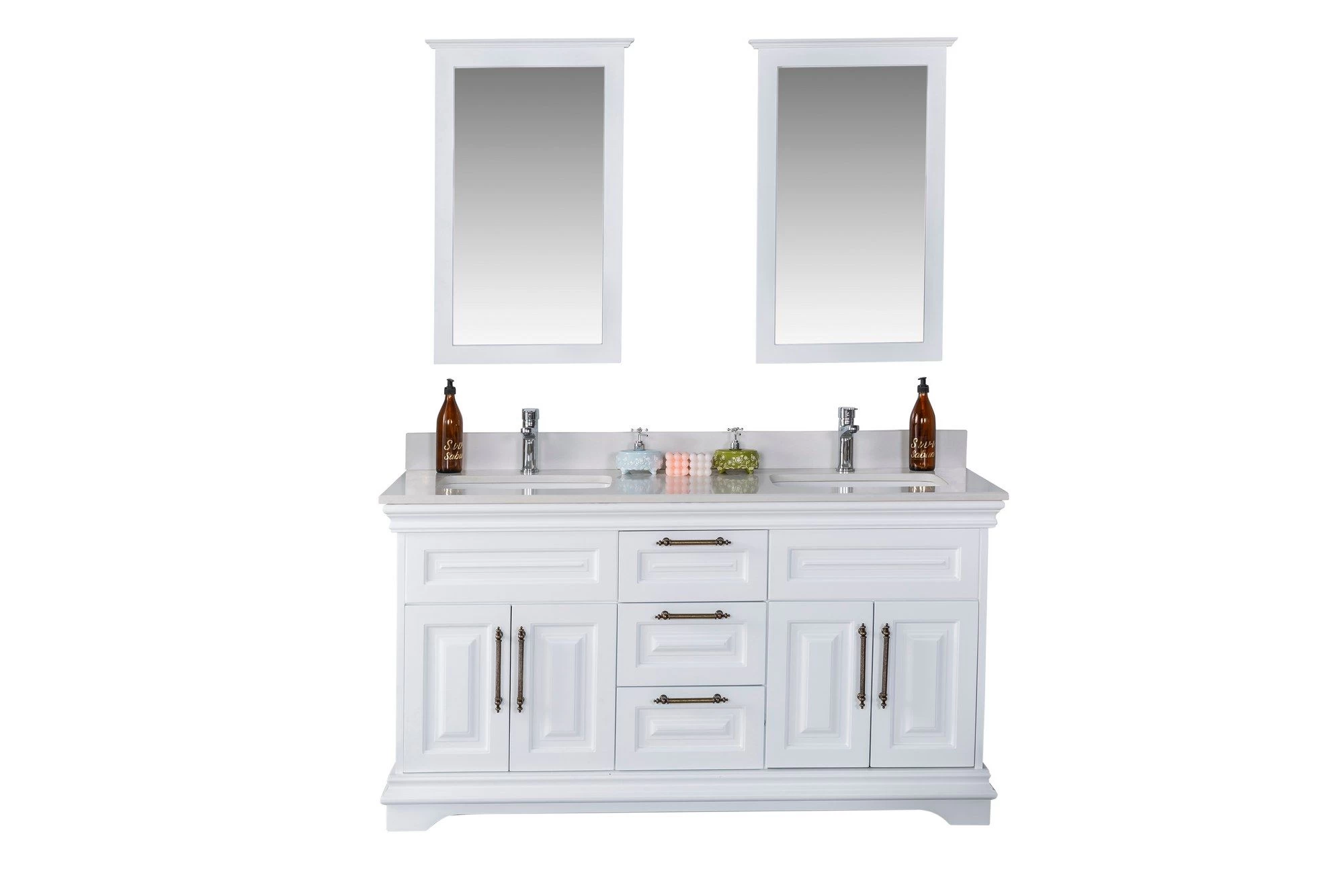 Jussara - Ensemble De Meubles De Salle De Bains | MDF Laqué | Comptoir En Quartz 2 Jussara - Ensemble De Meubles De Salle De Bains | MDF Laqué | Comptoir En Quartz – Image 2