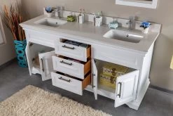 Jussara Ensemble De Meubles De Salle De Bain - 180cm Vanité Blanche, Comptoir En Quartz, Miroir -Magasin De Meubles 138JSR1164 20 204 fdf9