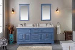 Jussara 3-Piece Bathroom Furniture Set | Blue | Solid Wood And Quartz Countertop