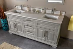 Jussara Ensemble De Meubles De Salle De Bain | 3PC | Gris | Comptoir En Quartz, Tiroir En Bois Marin | 100% MDF Laqué -Magasin De Meubles 138JSR1178 20 203 15e8