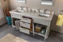 Jussara Ensemble De Meubles De Salle De Bain | 3PC | Gris | Comptoir En Quartz, Tiroir En Bois Marin | 100% MDF Laqué -Magasin De Meubles 138JSR1178 20 204 d992
