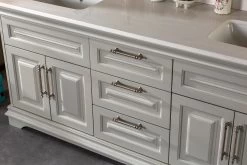 Jussara Ensemble De Meubles De Salle De Bain | 3PC | Gris | Comptoir En Quartz, Tiroir En Bois Marin | 100% MDF Laqué -Magasin De Meubles 138JSR1178 20 205 569b