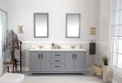 Jussara" Ensemble De Meubles De Salle De Bain | 3 Pièces | Gris Foncé | 100% Bois MDF