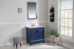 Jussara" Ensemble De Meubles De Salle De Bains | Bleu Foncé | 2 Pièces, Bois Massif, Comptoir En Quartz -Magasin De Meubles 138JSR1202 20 202 638c