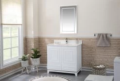 Jussara - Ensemble De Meubles De Salle De Bains | Comptoir En Quartz Blanc | 2 Pièces