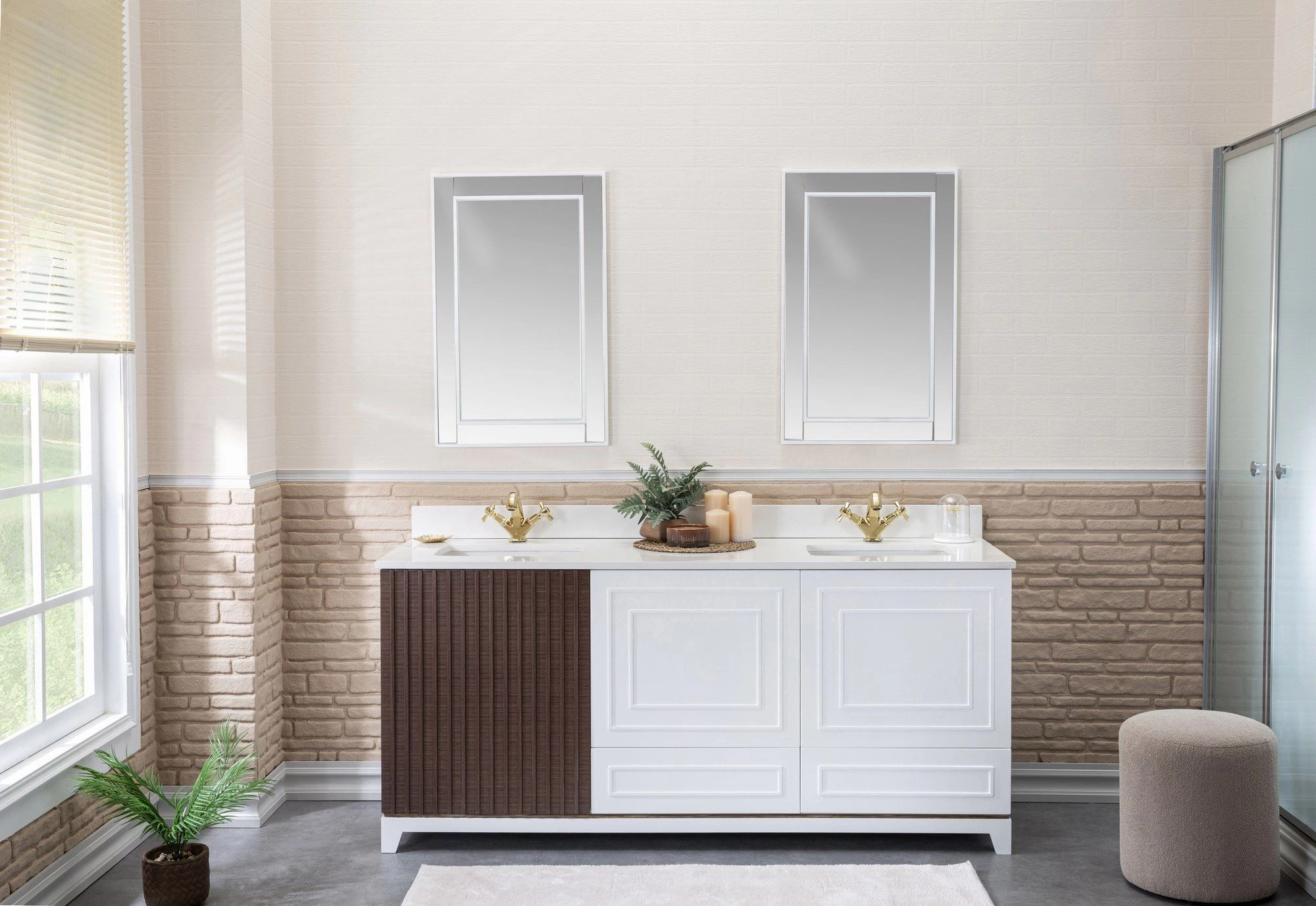 Jussara 3-Piece Bathroom Furniture Set | 100% Laquered MDF | White Quartz Countertop 1 Jussara 3-Piece Bathroom Furniture Set | 100% Laquered MDF | White Quartz Countertop