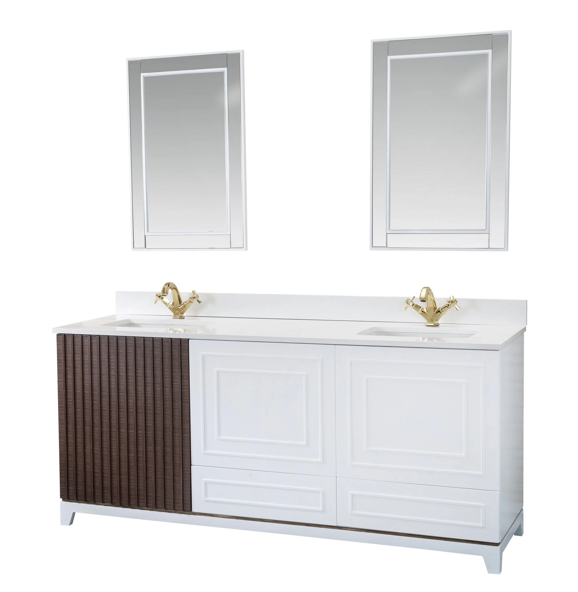 Jussara 3-Piece Bathroom Furniture Set | 100% Laquered MDF | White Quartz Countertop 2 Jussara 3-Piece Bathroom Furniture Set | 100% Laquered MDF | White Quartz Countertop – Image 2
