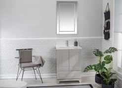 Jussara Ensemble De Meubles De Salle De Bain | 2 Pièces | Bois Massif | Comptoir En Quartz Blanc