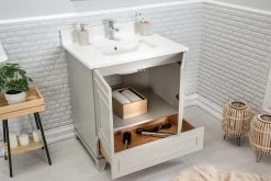 Ensemble De Meubles De Salle De Bains Jussara Avec Comptoir En Quartz Et Finition Grise -Magasin De Meubles 138JSR1216 20 203 435a