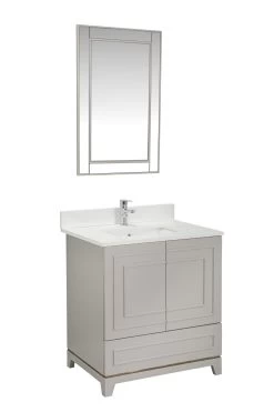 Ensemble De Meubles De Salle De Bains Jussara Avec Comptoir En Quartz Et Finition Grise -Magasin De Meubles 138JSR1216 20 207 57a4