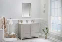 Jussara" Ensemble De Salle De Bain | 2 Pièces | MDF Laqué | Comptoir En Quartz Blanc | Gris -Magasin De Meubles 138JSR1218 20 202 3623