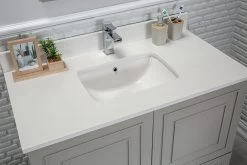 Jussara" Ensemble De Salle De Bain | 2 Pièces | MDF Laqué | Comptoir En Quartz Blanc | Gris -Magasin De Meubles 138JSR1218 20 204 6998