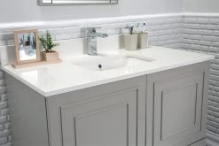Jussara" Ensemble De Salle De Bain | 2 Pièces | MDF Laqué | Comptoir En Quartz Blanc | Gris -Magasin De Meubles 138JSR1218 20 205 ad3b