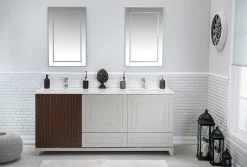 Jussara Ensemble De Meubles De Salle De Bain | 3 Pièces | Gris | 100% Bois Massif