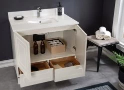 Ensemble De Meubles De Salle De Bains Jussara | Bois Et Quartz | Crème -Magasin De Meubles 138JSR1224 20 203 175f