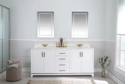 Jussara 3-Piece Bathroom Furniture Set | White Quartz Countertop | Flotal Mirror