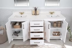 Jussara 3-Piece Bathroom Furniture Set | White Quartz Countertop | Flotal Mirror -Magasin De Meubles 138JSR1235 20 203 2dc6