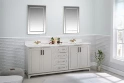 Ensemble De Meubles De Salle De Bain (3 Pièces) Jussara | 100% Bois Massif Avec Comptoir En Quartz Blanc -Magasin De Meubles 138JSR1249 20 202 e35f