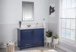 Jussara Ensemble De Meubles De Salle De Bain | 2 Pièces | 100% Bois Massif Et Quartz | Bleu Foncé -Magasin De Meubles 138JSR1253 20 202 28ce