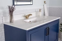Jussara Ensemble De Meubles De Salle De Bain | 2 Pièces | 100% Bois Massif Et Quartz | Bleu Foncé -Magasin De Meubles 138JSR1253 20 205 bebd