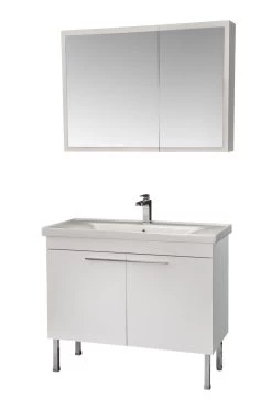 Jussara Ensemble De Salle De Bains | 3pc | 100% Mélamine | Vasque En Céramique | Fixation Murale | Poignées Chromées -Magasin De Meubles 138JSR1265 20 207 4139