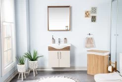 Jussara" Ensemble De Salle De Bains | 3PC | MDF/Bois | Vasque En Céramique | Montage Mural