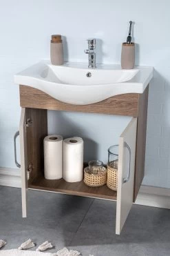 Jussara" Ensemble De Salle De Bains | 3PC | MDF/Bois | Vasque En Céramique | Montage Mural -Magasin De Meubles 138JSR1272 20 203 05a6