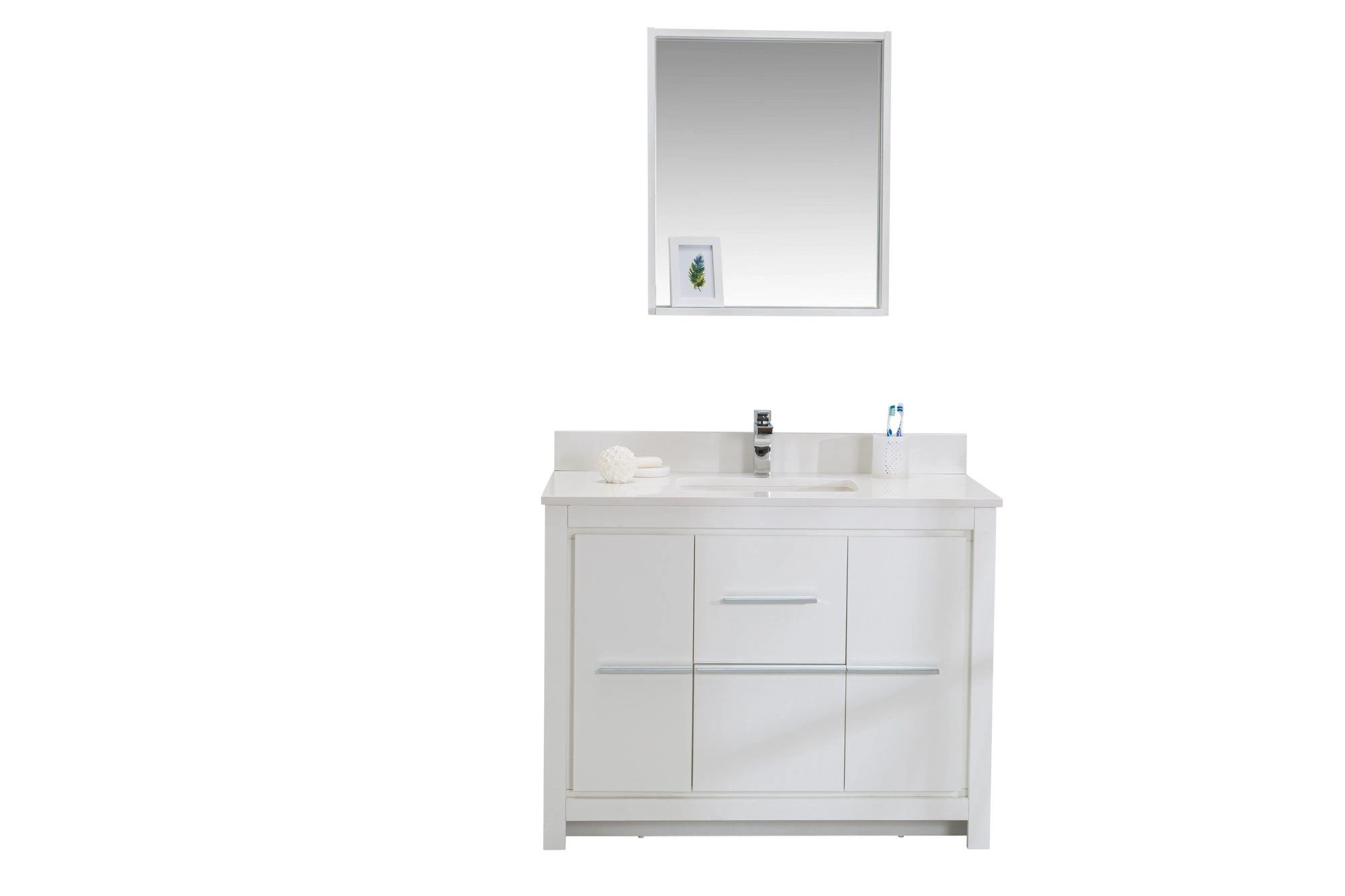 Jussara Ensemble De Meubles De Salle De Bains : 2pc - White MDF And Quartz 2 Jussara Ensemble De Meubles De Salle De Bains : 2pc - White MDF And Quartz – Image 2