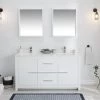 Jussara" Ensemble De Meubles De Salle De Bains | 3 Pièces | Blanc | MDF Et Quartz