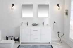 Jussara" Ensemble De Meubles De Salle De Bains | 3 Pièces | Blanc | MDF Et Quartz