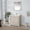 Jussara Ensemble De Meubles De Salle De Bain - Beige | 2 Pièces, Bois Massif, Comptoir En Quartz