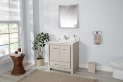 Jussara Ensemble De Meubles De Salle De Bain - Beige | 2 Pièces, Bois Massif, Comptoir En Quartz