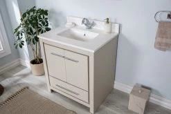 Jussara Ensemble De Meubles De Salle De Bain - Beige | 2 Pièces, Bois Massif, Comptoir En Quartz -Magasin De Meubles 138JSR1283 20 204 369c