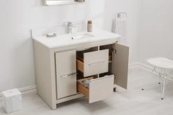 Jussara - Ensemble De Meubles De Salle De Bains | MDF Laqué | Plan En Quartz Et Vasque En Porcelaine | Beige 13 Jussara - Ensemble De Meubles De Salle De Bains | MDF Laqué | Plan En Quartz Et Vasque En Porcelaine | Beige -Magasin De Meubles 138JSR1285 20 204 3485