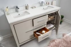 Jussara Ensemble De Salle De Bain | Bois Massif, Plan En Quartz Blanc, Beige, 3 Pièces -Magasin De Meubles 138JSR1287 20 203 15a5