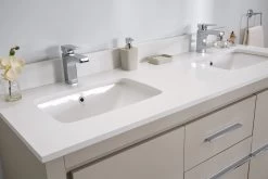 Jussara Ensemble De Salle De Bain | Bois Massif, Plan En Quartz Blanc, Beige, 3 Pièces -Magasin De Meubles 138JSR1287 20 205 710d