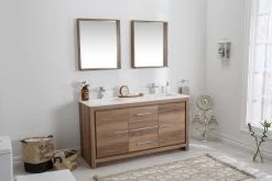 Jussara Ensemble De Meubles De Salle De Bain, 3 Pièces | MDF 100% LAQUERED Et QUARTZ BLANC