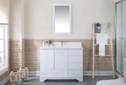 Jussara" Ensemble De Meubles De Salle De Bains | Comptoir En Quartz Blanc | 2 Pièces | Blanc
