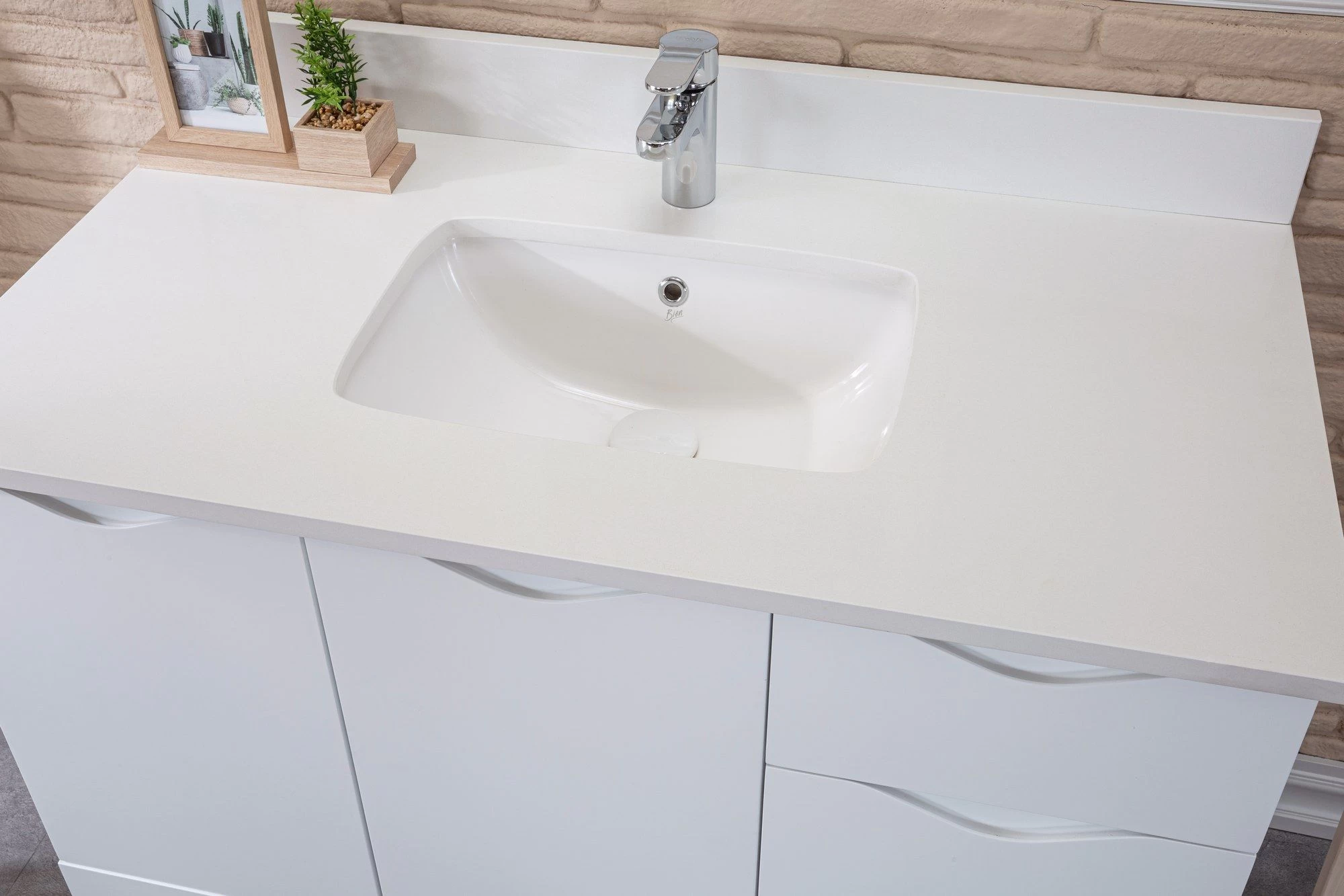 Jussara" Ensemble De Meubles De Salle De Bains | Comptoir En Quartz Blanc | 2 Pièces | Blanc 4 Jussara" Ensemble De Meubles De Salle De Bains | Comptoir En Quartz Blanc | 2 Pièces | Blanc – Image 4
