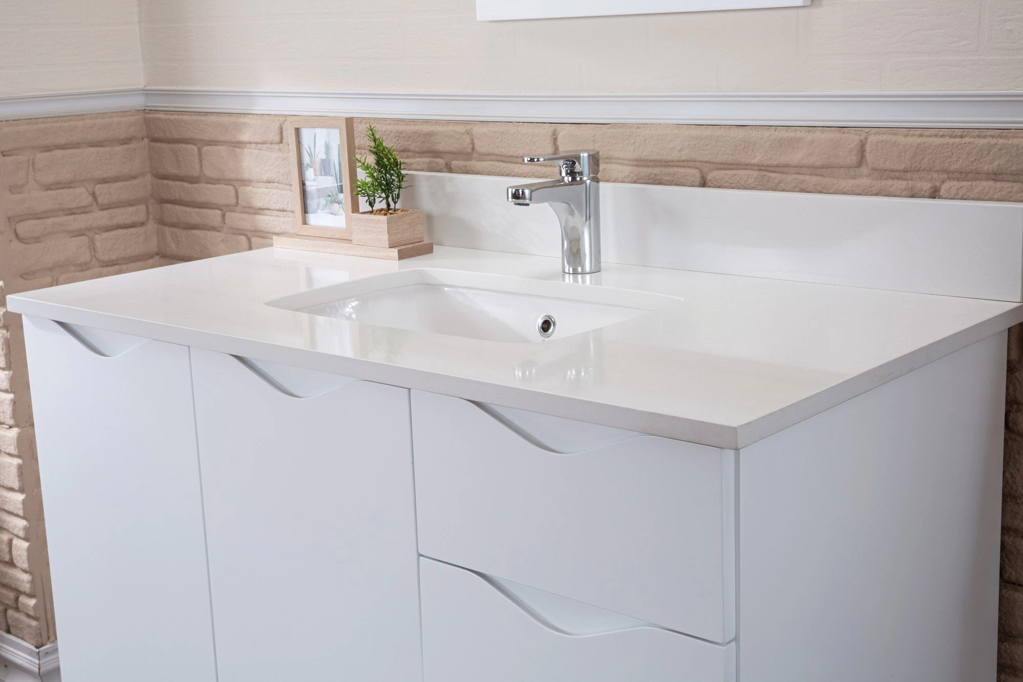 Jussara" Ensemble De Meubles De Salle De Bains | Comptoir En Quartz Blanc | 2 Pièces | Blanc 3 Jussara" Ensemble De Meubles De Salle De Bains | Comptoir En Quartz Blanc | 2 Pièces | Blanc – Image 3