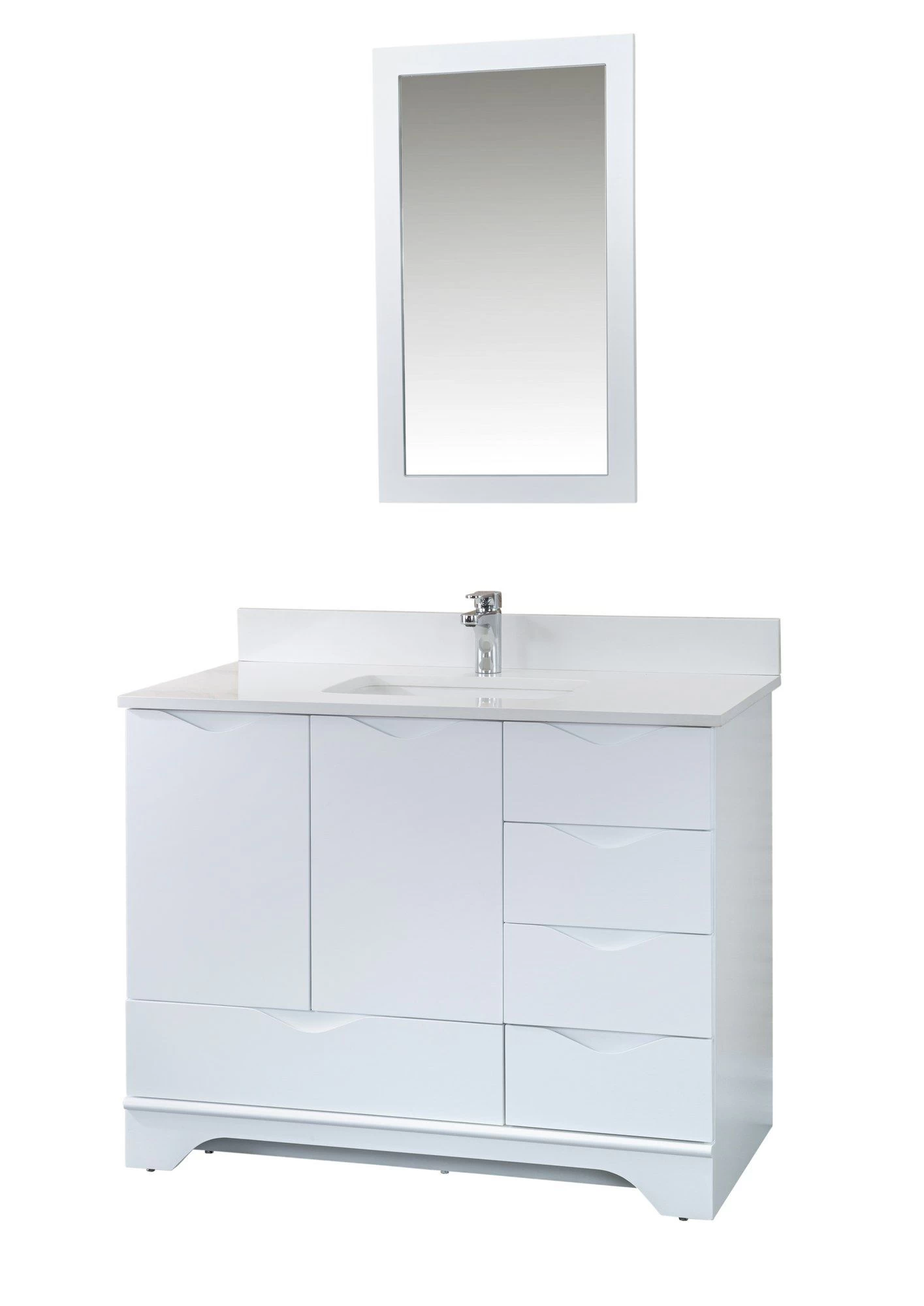 Jussara" Ensemble De Meubles De Salle De Bains | Comptoir En Quartz Blanc | 2 Pièces | Blanc 2 Jussara" Ensemble De Meubles De Salle De Bains | Comptoir En Quartz Blanc | 2 Pièces | Blanc – Image 2